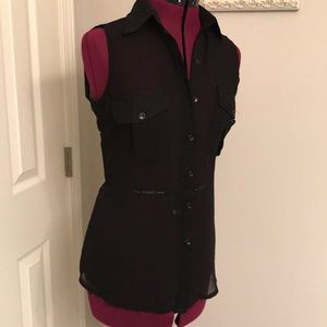 Altar’d State black sheer sleeveless button up top